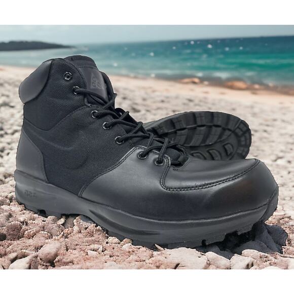 Nike Manoa ACG ALL Black Leather Lace up Combat Boots Mens Size 9.5 Fast Ship main image 5